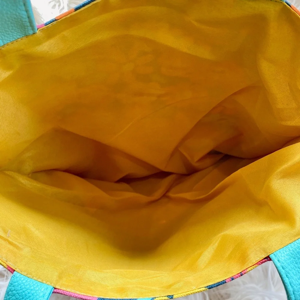 Vintage Print Floral Lined Tote Bag